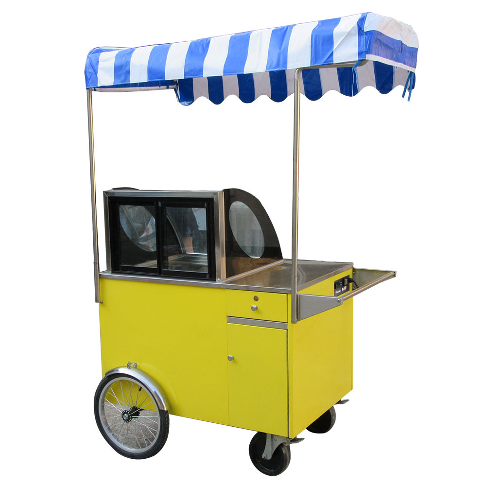 Ice Cream Vending Tricycle Gelato Hand Push Cart Snack