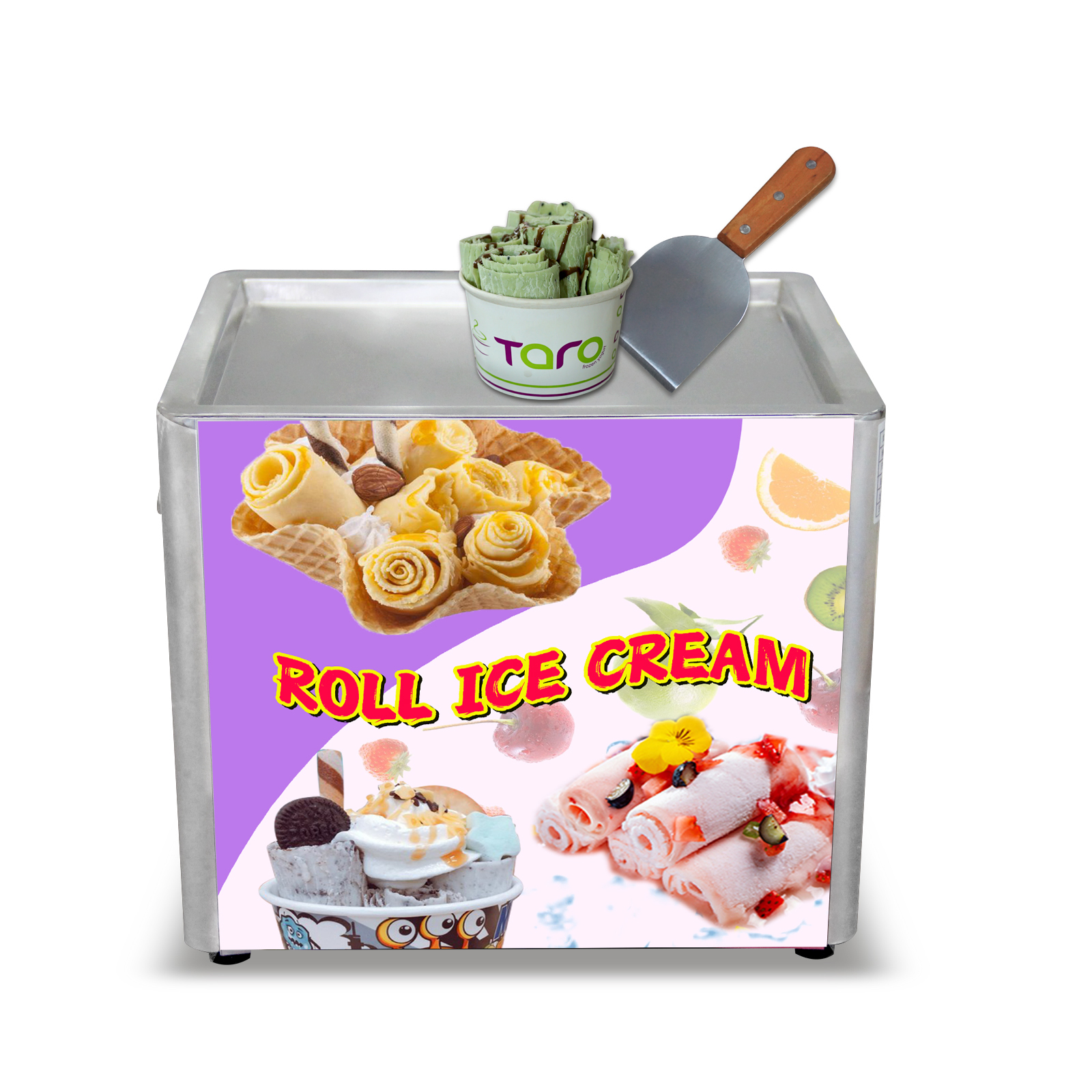 Mini Countertop Desktop Tabletop Thai Instant Stir Fried Ice Cream Roll Machine