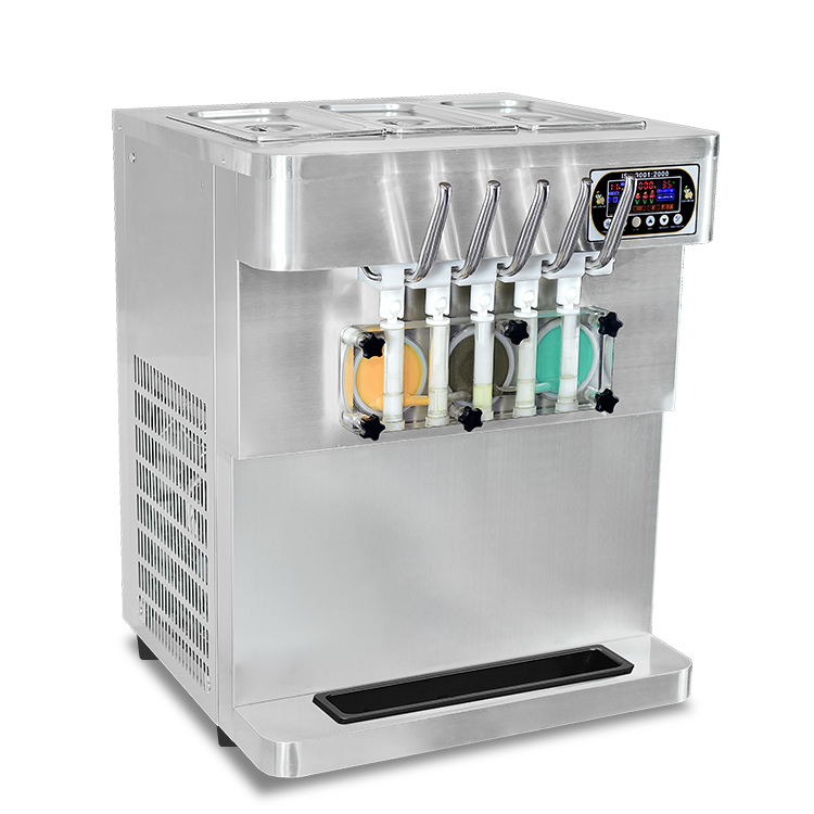 Kolice High production capacity countertop 5 flavors soft serve ice cream machine 3 2 mixed flavors soft ice cream making machine transparent dispenser