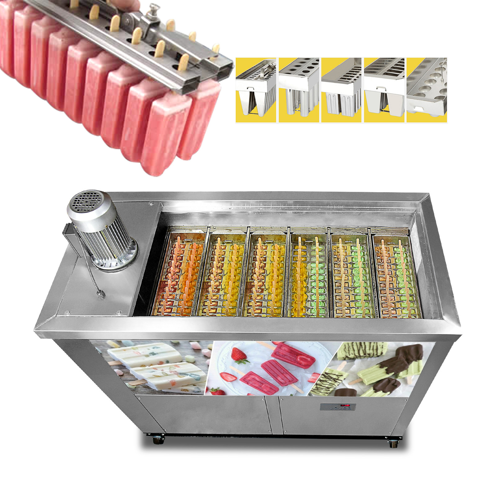Kolice Commercial Ice Popsicle Machine,Ice Pops Machine,Ice Cream Bars  Machine-3 Slim Molds