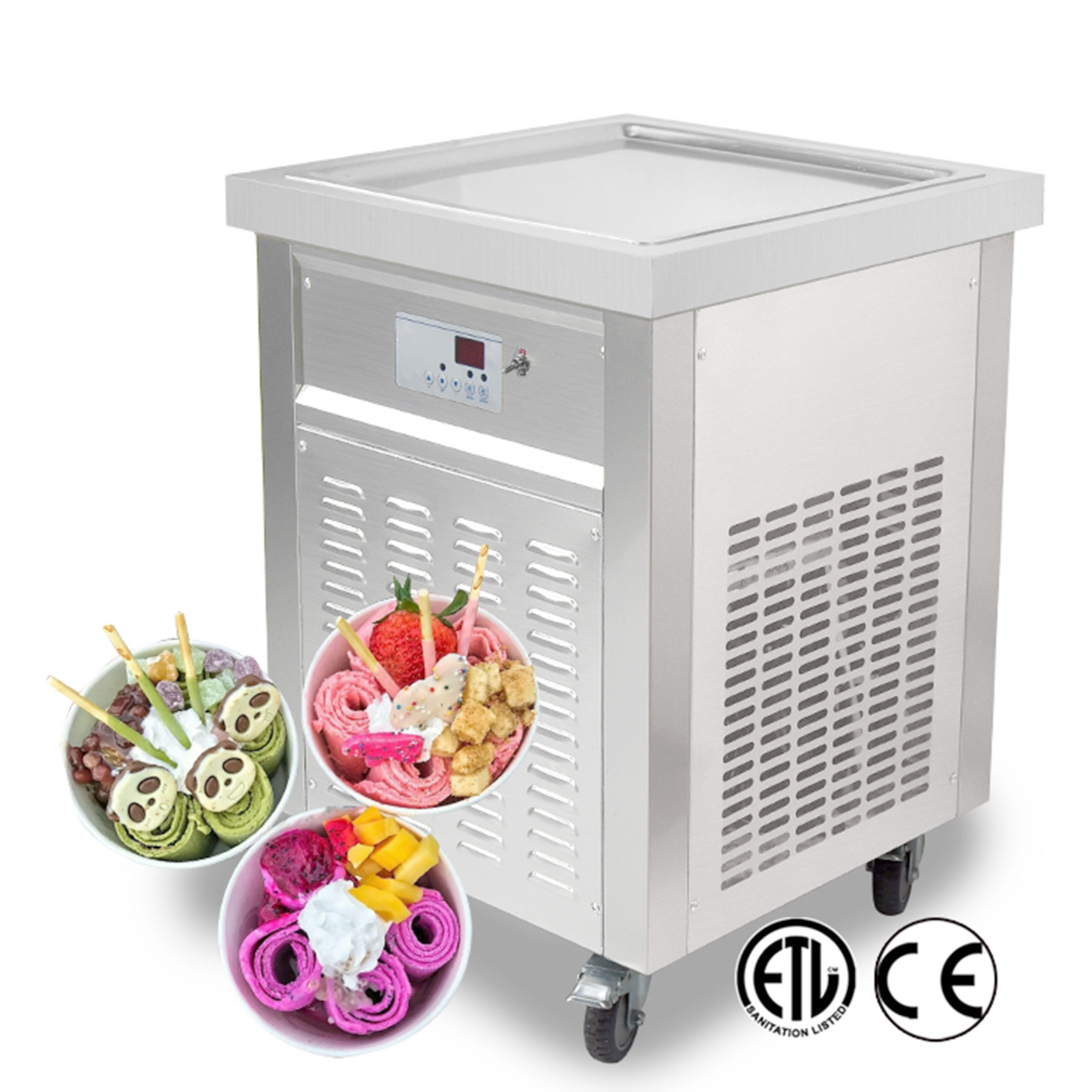 Details about   Kolice Commercial square pan fried ice ceram machine,rolled ice cream machine 