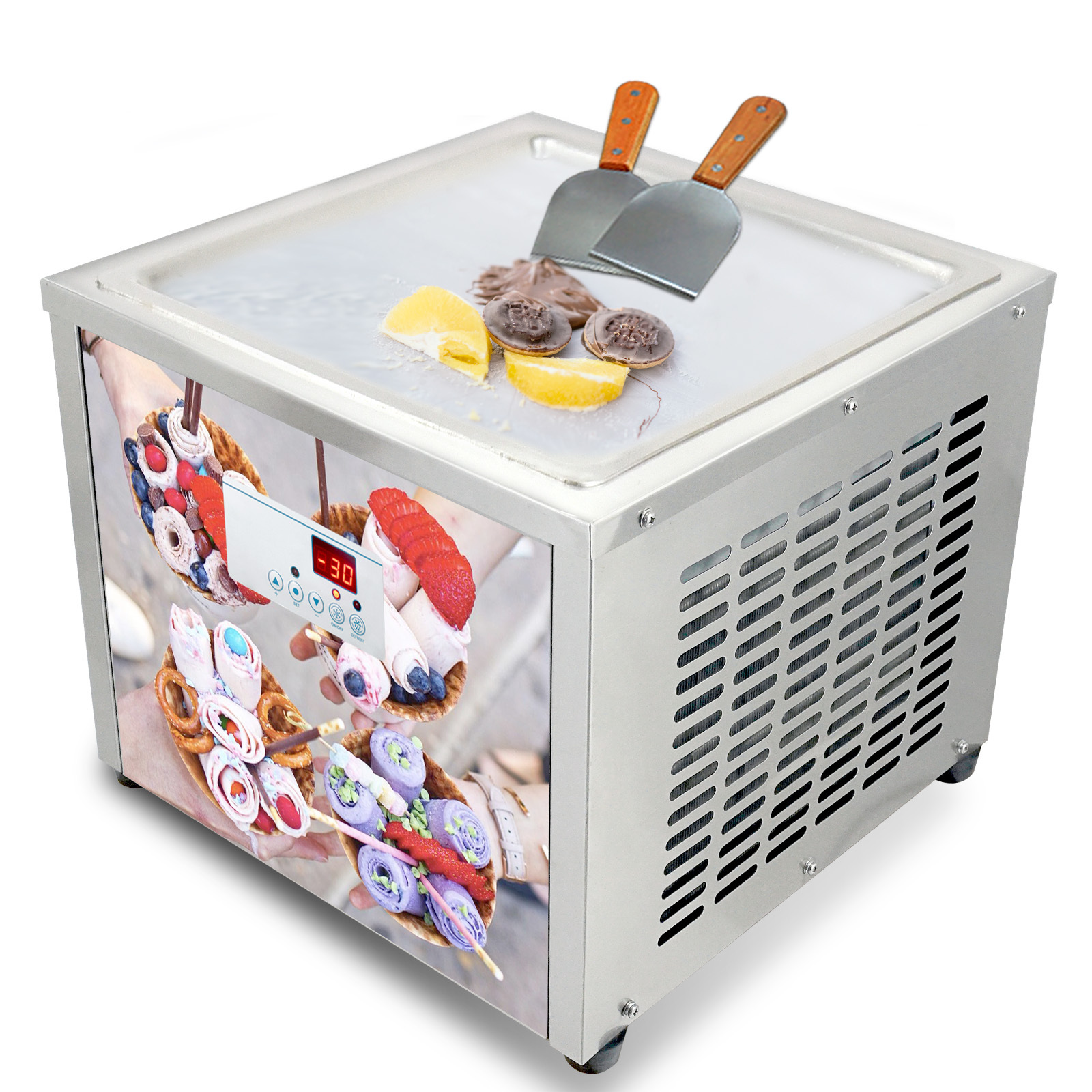 Mini countertop desktop tabletop thai instant stir fried ice cream roll machine