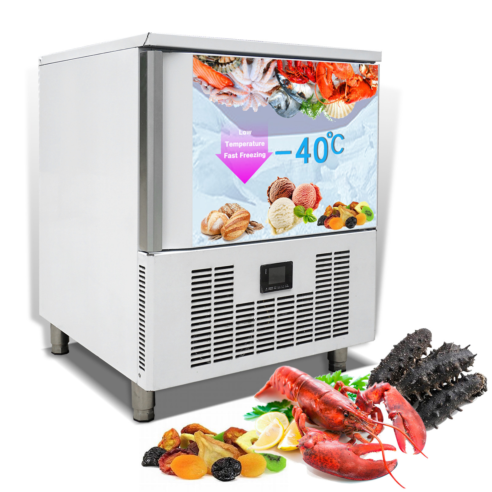 Chicken Blast Freezer Dessert etc Kolice Commercial 3 Trays Blast Chiller & Freezer Fish Batch Freezer for Hard ice Cream Dumpling Freezer Desserts Chest Freezer 