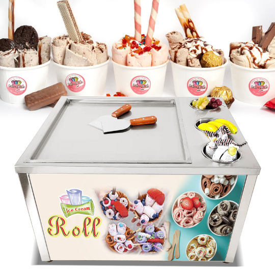 Shop for Kolice 20 Inches Single Round Ice Pan +3 Tanks Ice Roll Machine  Fried Ice Cream Machine Thai Fry Ice Cream Roll Machine With Refrigerant,  Auto Defrost and PCB of Smart