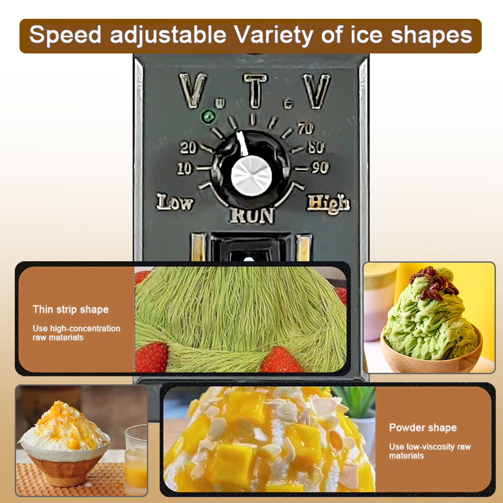 Kolice Commercial Automatic Snowflake Ice Maker, Shaved Ice Machine