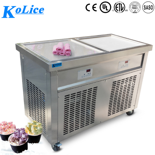Kolice Commercial Countertop 18x18 Inches Single Square Pan Fried Ice Cream Machine, Fry Ice Cream Roll Machine, Instant Roll Ice Cream Maker-AUTO