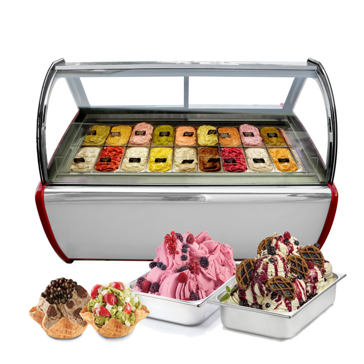 Commercial 18 Pans Ice Cream Showcase Display Freezer Ice Cream Display ...