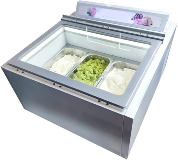 60L Ice Cream Display Showcase Freezer, Tabletop Desktop Countertop Ice ...