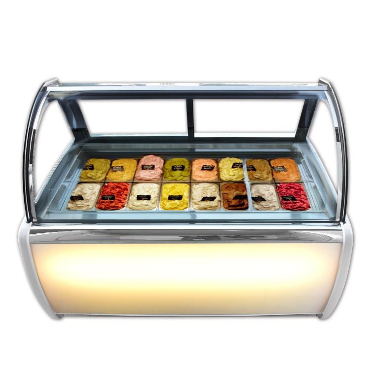 Commercial 16 Pans Ice Cream Showcase Display Freezer Ice Cream Display ...