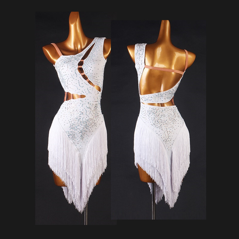 fringe tassel Latin Dance Dress Women Adult Costume Latin Dance Competition Dresses  Clothes fringe tassel beads sequin latin dress Lq225 on sale