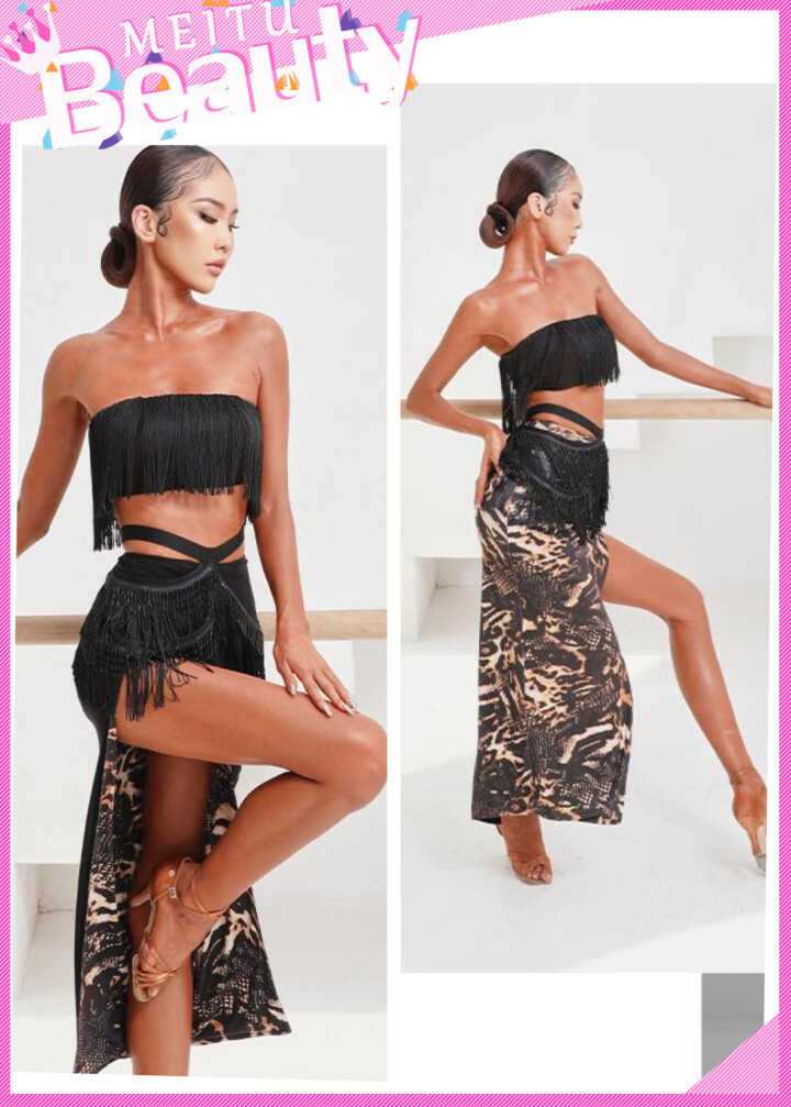 New black Latin Dance skirt salsa skirt Summer latin long latin