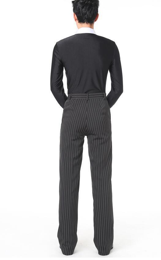 black white stripe Boy ballroom pants latin cha cha samba salsa boy men dancing pants with side pocket  