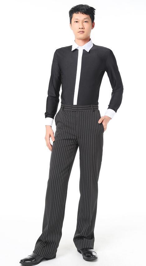 black white stripe Boy ballroom pants latin cha cha samba salsa boy men dancing pants with side pocket  