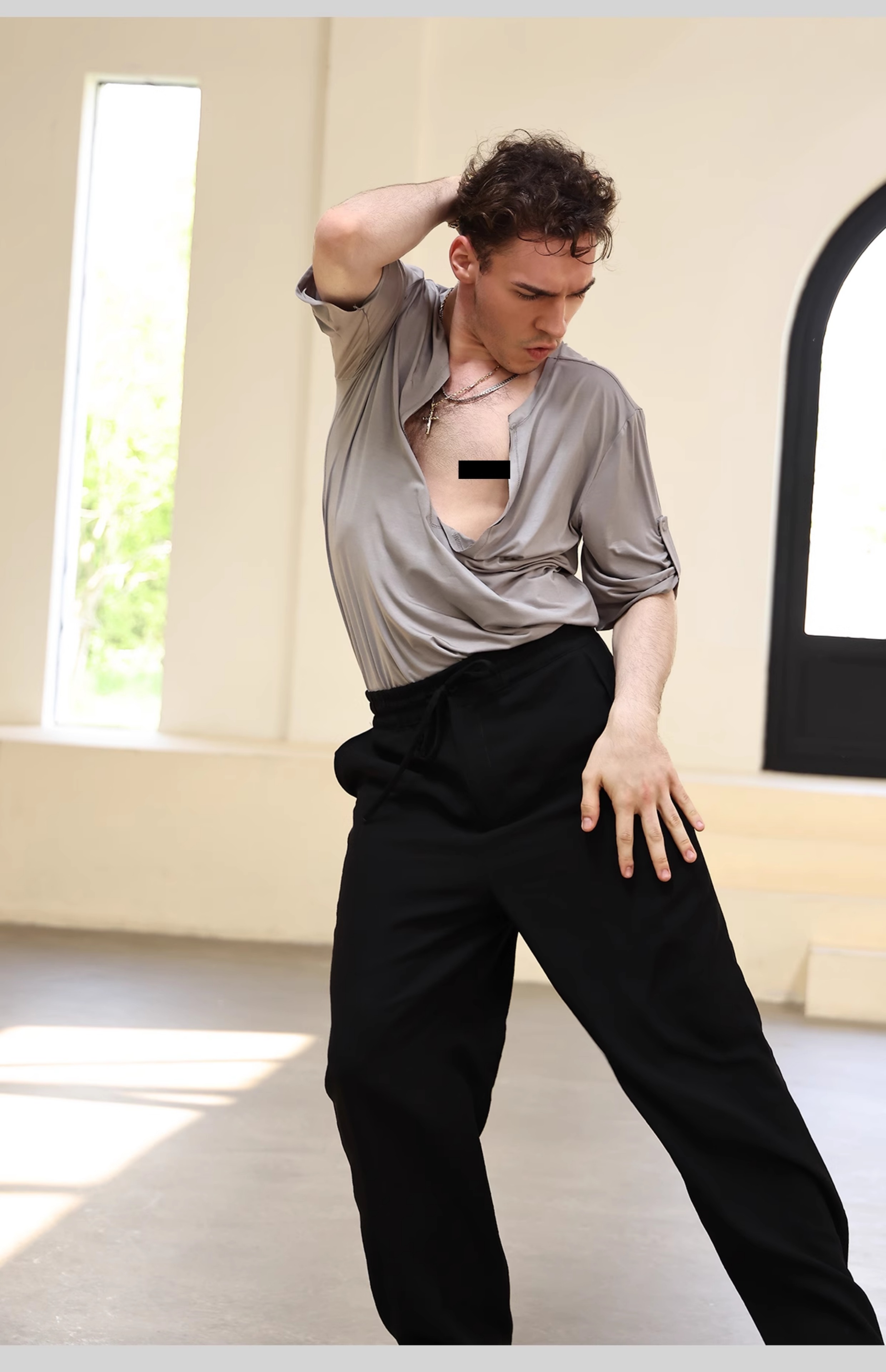 2025 Men's Latin Dance Pants Loose Practice Clothes Cha Cha Rumba Samba Salsa Dance Trousers Latin Dance Clothing Male BL16195  ,latin man shirt competition,latin man shirt,latin man dance shirt,latin man costumes,latin man practice shirt