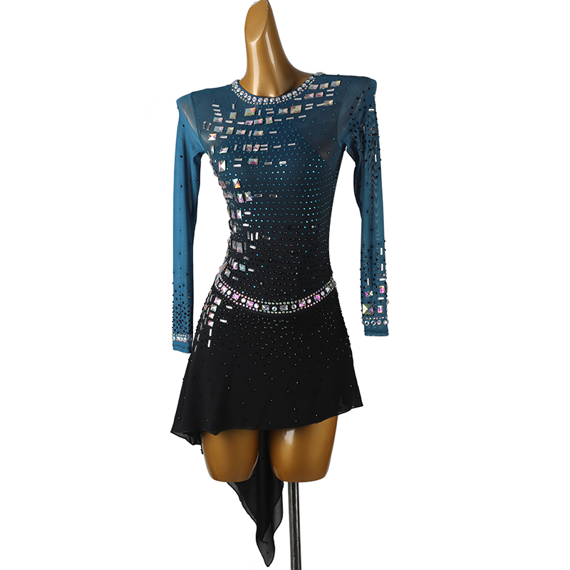 Figure Skating Dress Women girl Ice Skating Dress royal blue Gymnastics  Costume custom rhinestone B414 on sale
