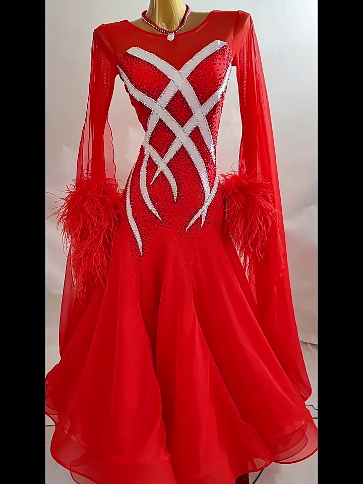 red dress for ballroom Ballroom/Smooth with a creatively designed sweetheart bodice over a nude Chrisanne Clover Women's Dresses EVOKE
