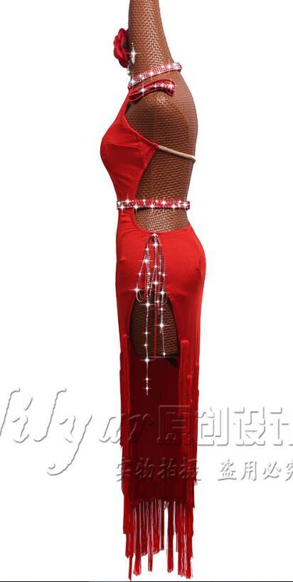 Salsa Latin Dance Dress Women Adult Costume Latin Dance Competition Dresses  Clothes red latin dress LD058 on sale