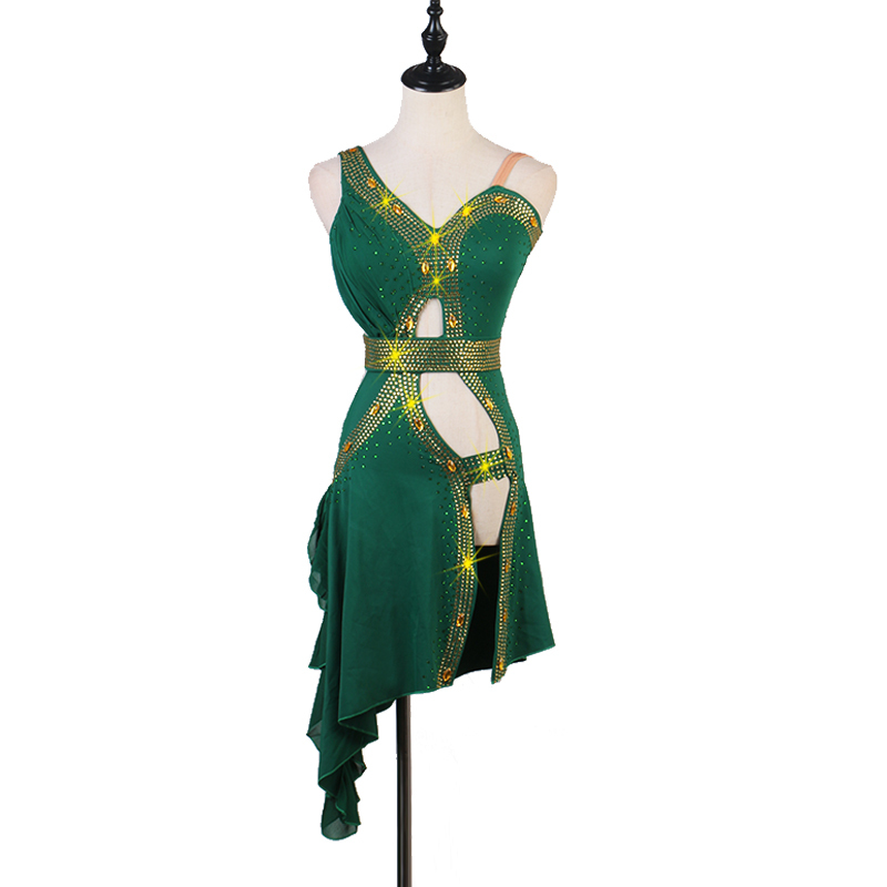 Latin Dance Dress Women Adult Costume Latin Dance Competition Dresses  Clothes green latin dress Lq176 on sale