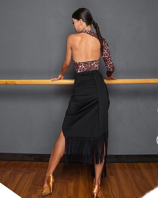 Latin Dance Dress latin dress Sexy Tassel Top Split Skirt