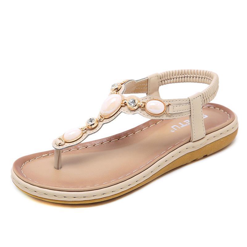 Women Toe-Knob Sandals Casual Flip Shoes with man-made stone