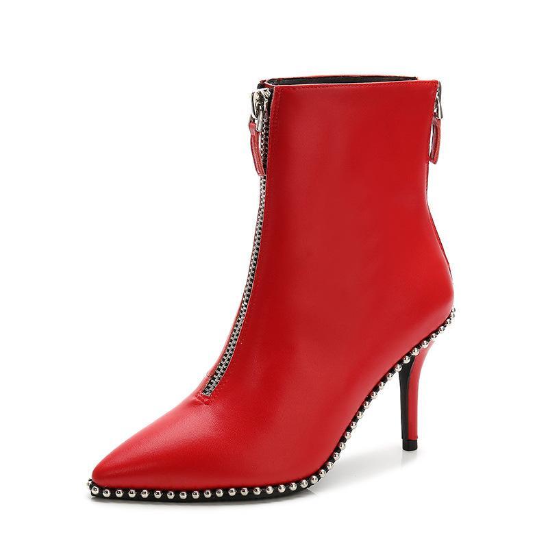 red ankle boots