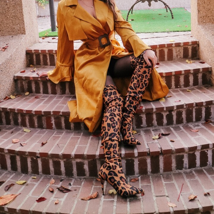 leopard print over knee boots