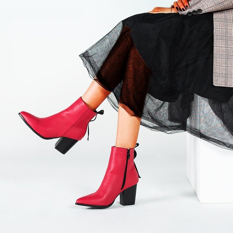 red chunky boots