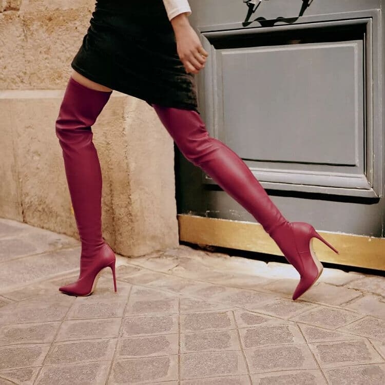 red over the knee heels
