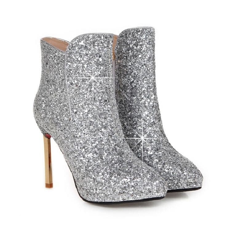 women's sequin ankle boots