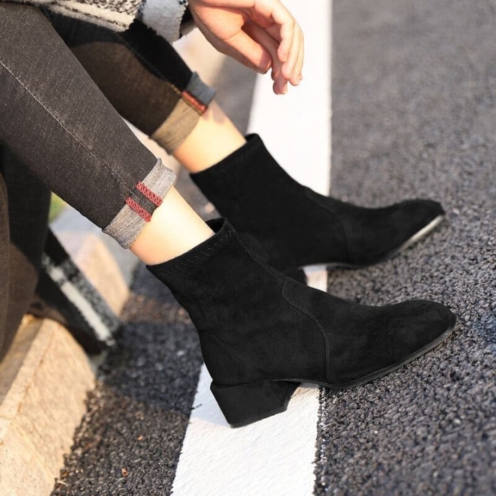 suede booties low heel
