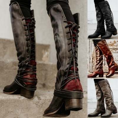 vintage tassel knot knee high boots