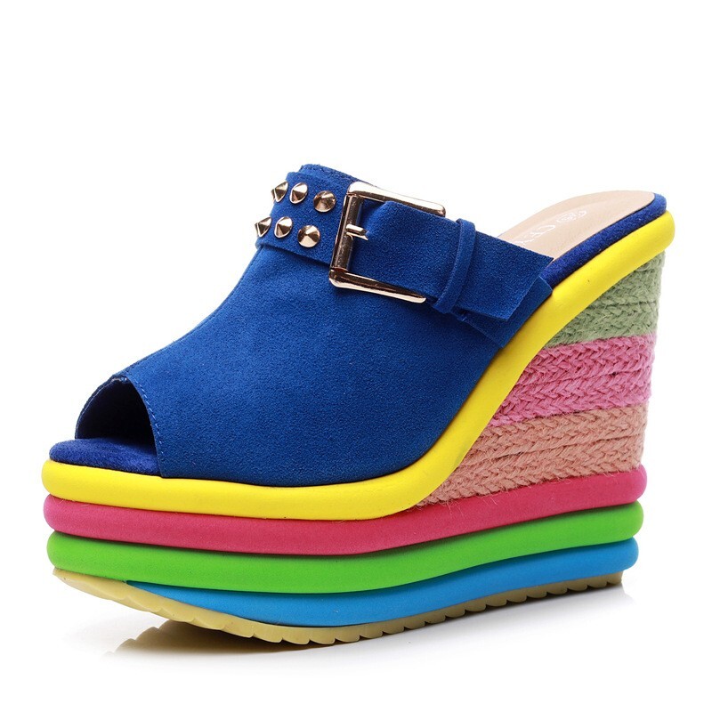 rainbow platform sandals