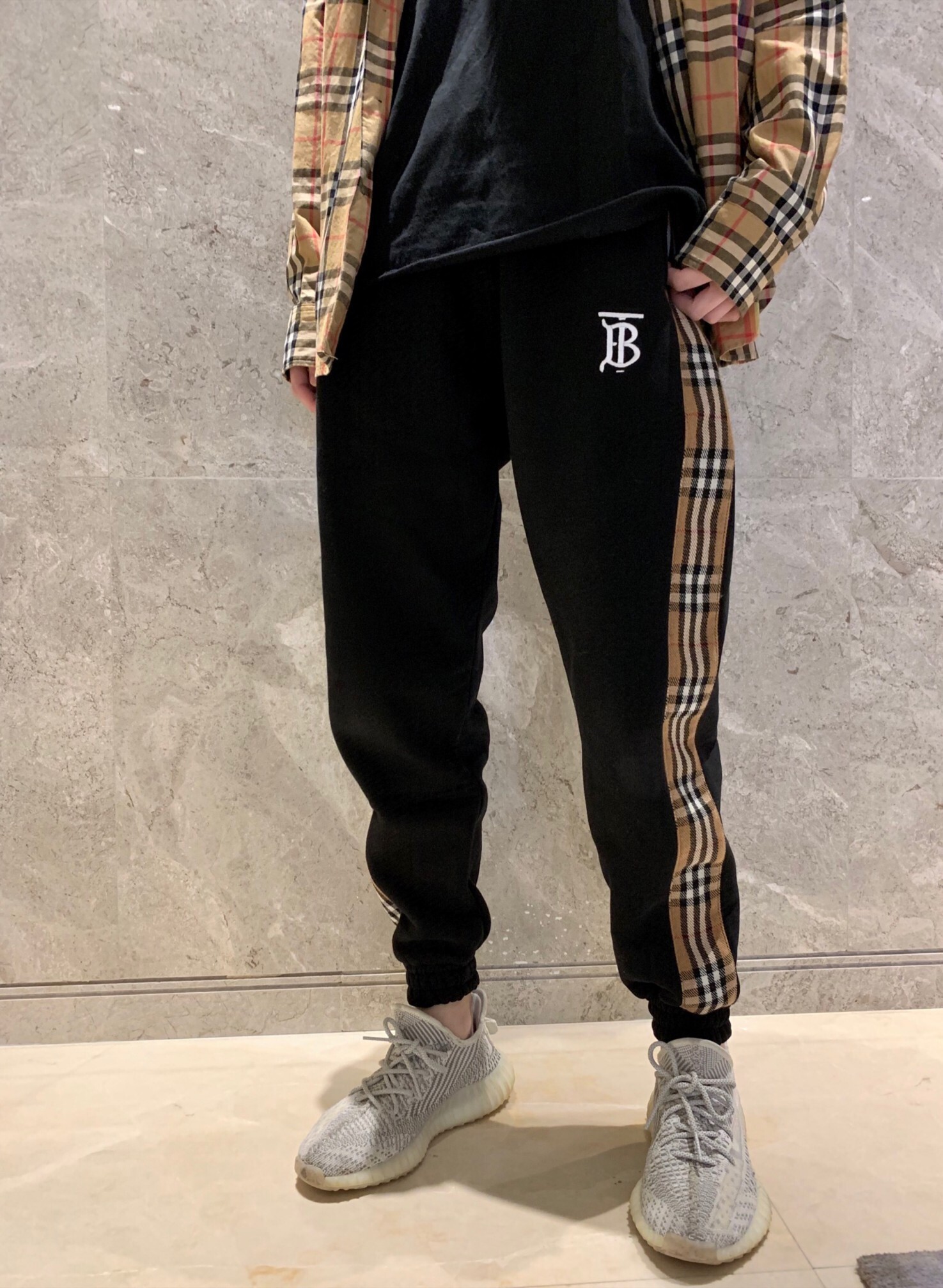 巴宝莉burberry情侣款侧条卫裤