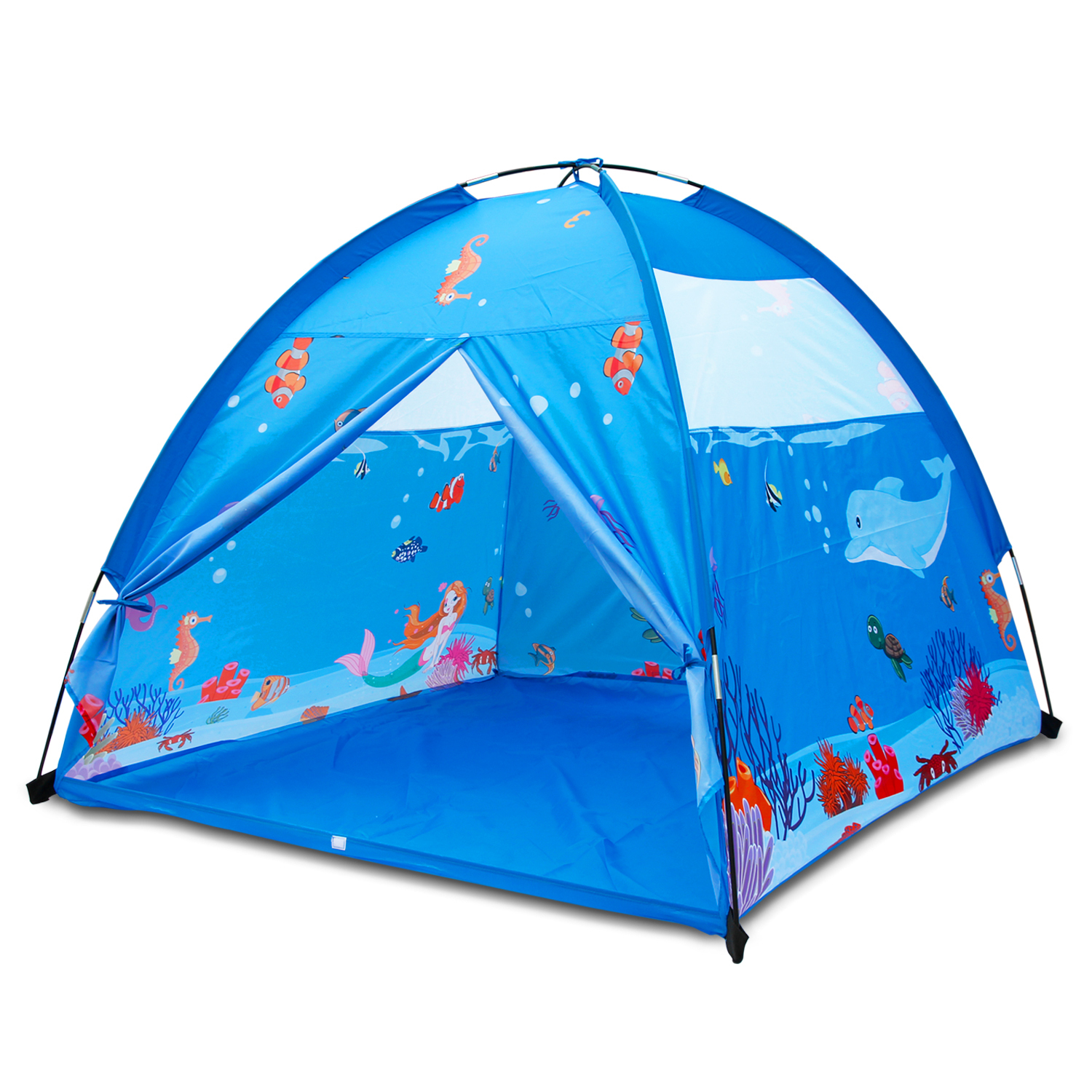 ALP Play Tent For Kids 150x150CM Dome Style Playhouse For Children Indoor Outdoor Ocean Sea World Pattern Toy For Boys and Girls Play At Christmas Day Beach Tent (Blue)