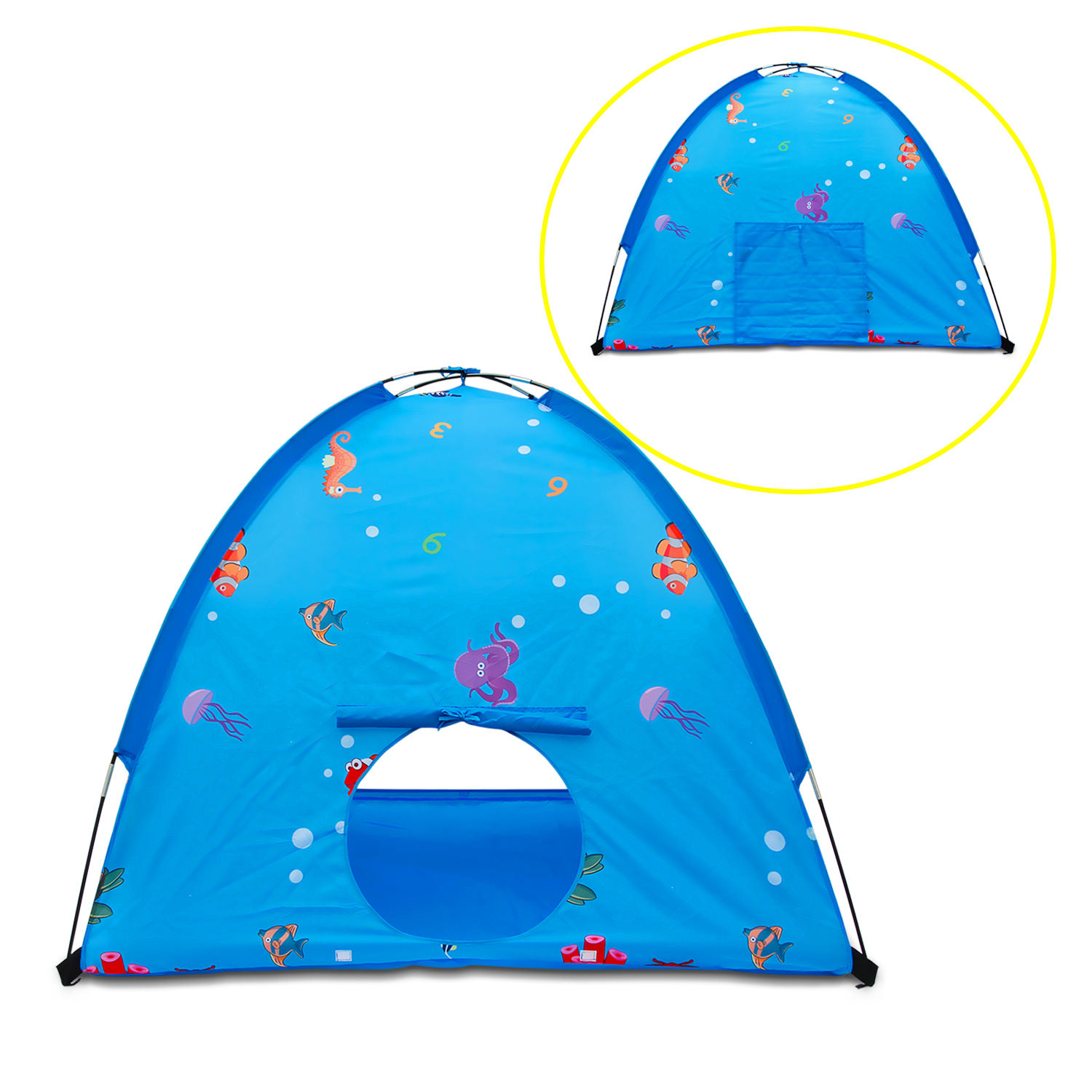 ALP Play Tent For Kids 150x150CM Dome Style Playhouse For Children Indoor Outdoor Ocean Sea World Pattern Toy For Boys and Girls Play At Christmas Day Beach Tent (Blue)