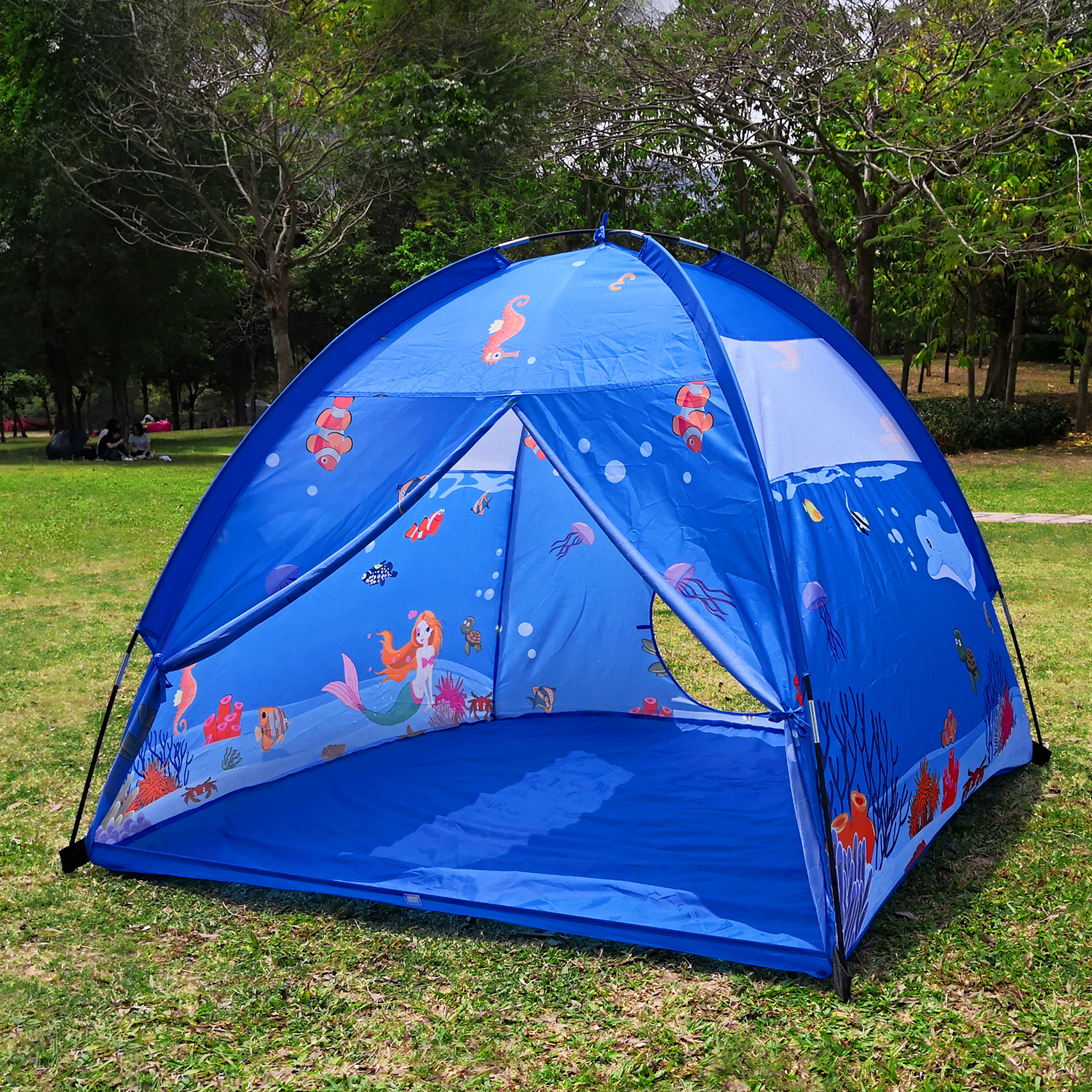 ALP Play Tent For Kids 150x150CM Dome Style Playhouse For Children Indoor Outdoor Ocean Sea World Pattern Toy For Boys and Girls Play At Christmas Day Beach Tent (Blue)