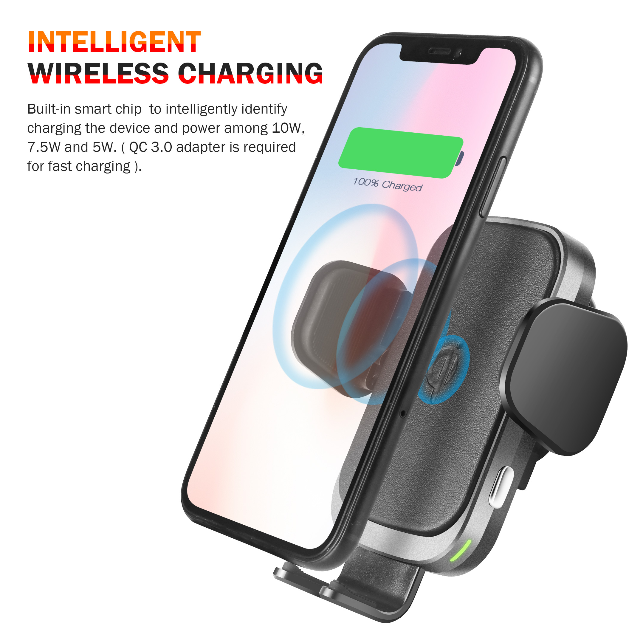 vanzev car phone holder wireless charger automatic clamping 10w 7 5w qi fast charging air vent dashboard windshield mount compatible with samsung galaxy iphone and huawei android