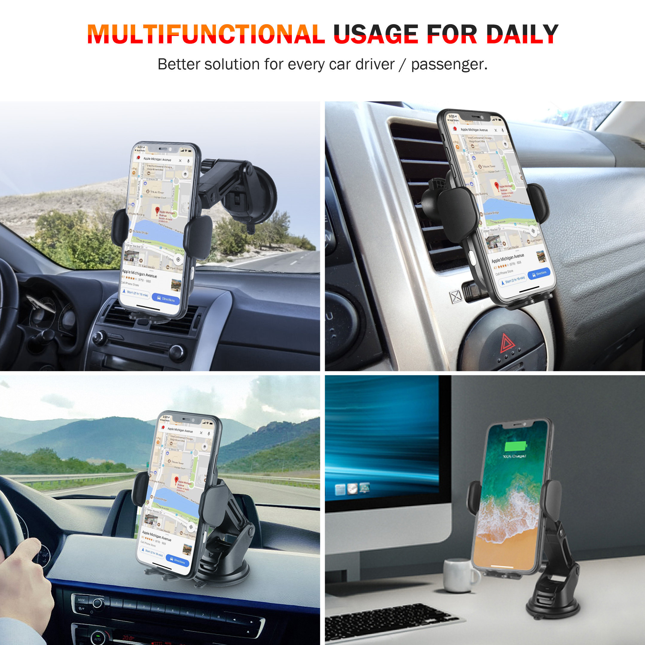 vanzev car phone holder wireless charger automatic clamping 10w 7 5w qi fast charging air vent dashboard windshield mount compatible with samsung galaxy iphone and huawei android