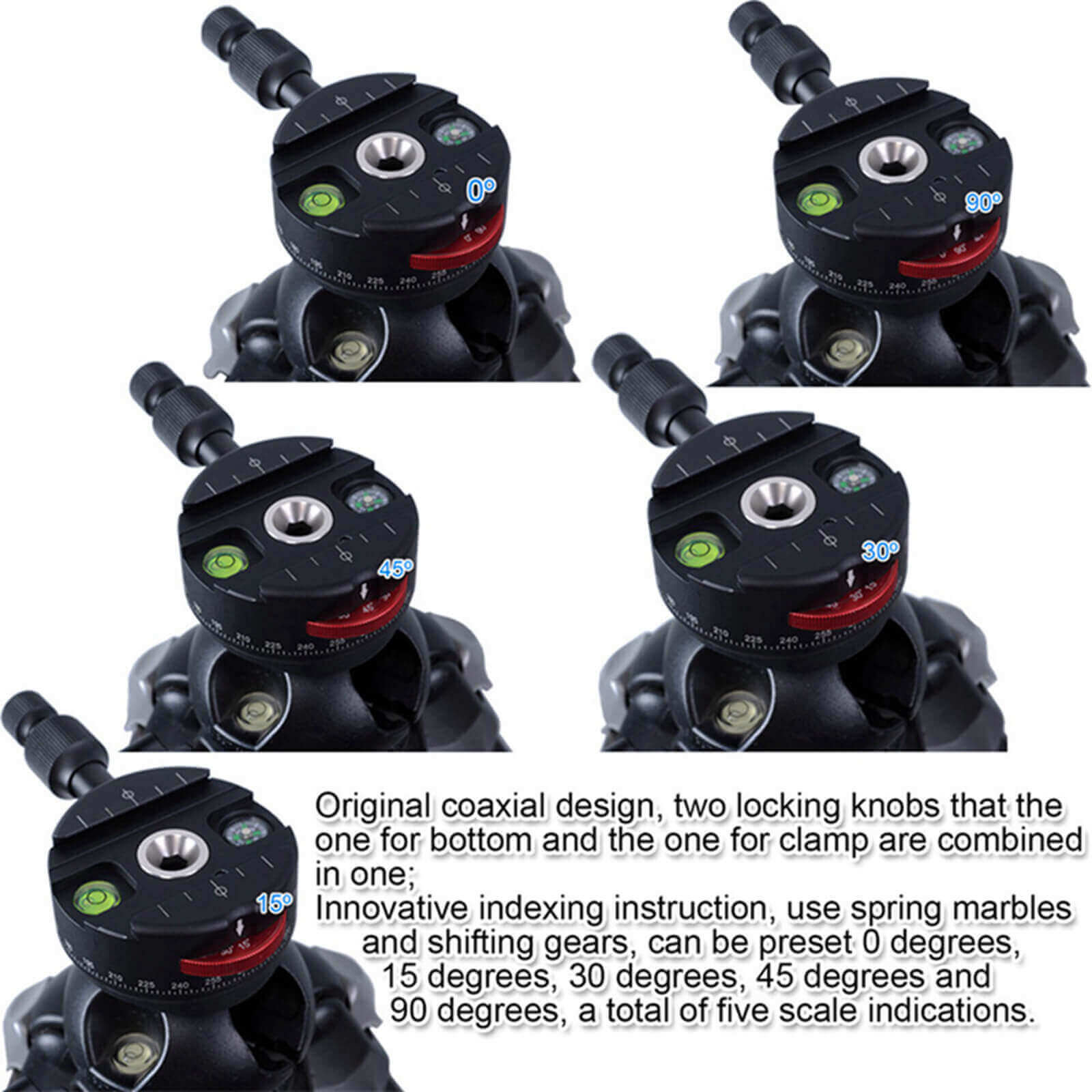 All-metal Coaxial Indexing Hydraulic Rotating Scale Panoramic Head