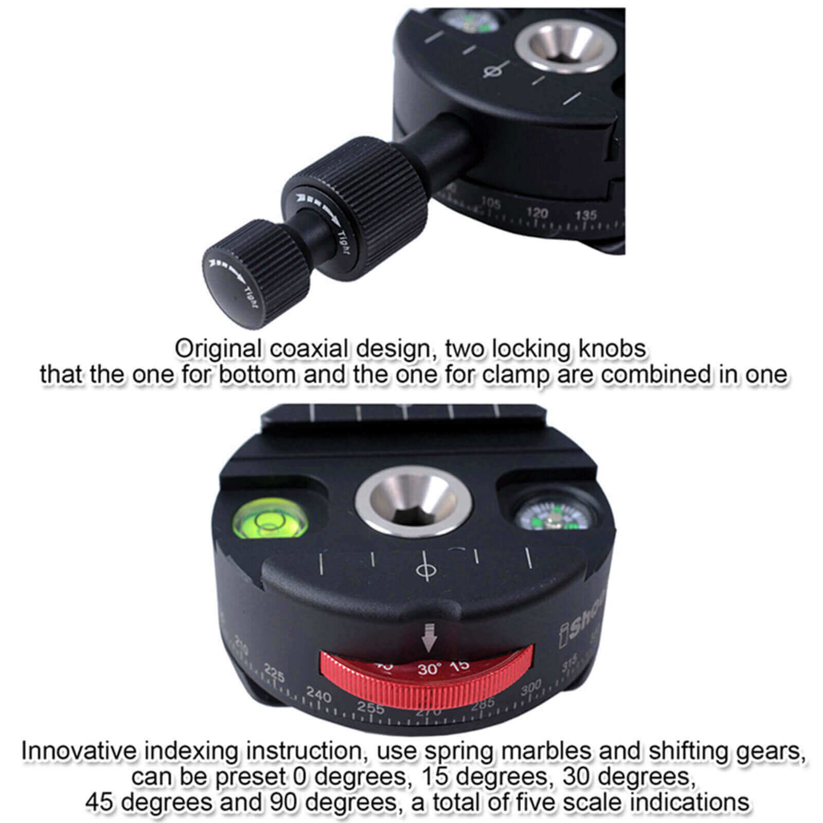 All-metal Coaxial Indexing Hydraulic Rotating Scale Panoramic Head