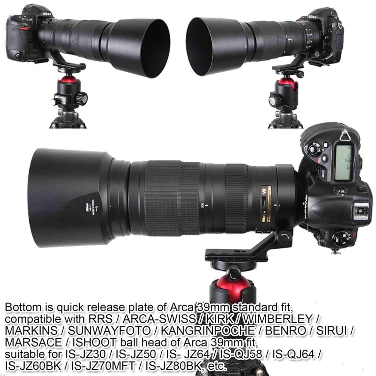 Accessoire Photo Téléobjectif Bague Trépied Haoge LMR-N25 Pour Objectif Nikon 200-500mm F/5.6E ED VR - Compatible Arca Swiss Bague Adaptatrice