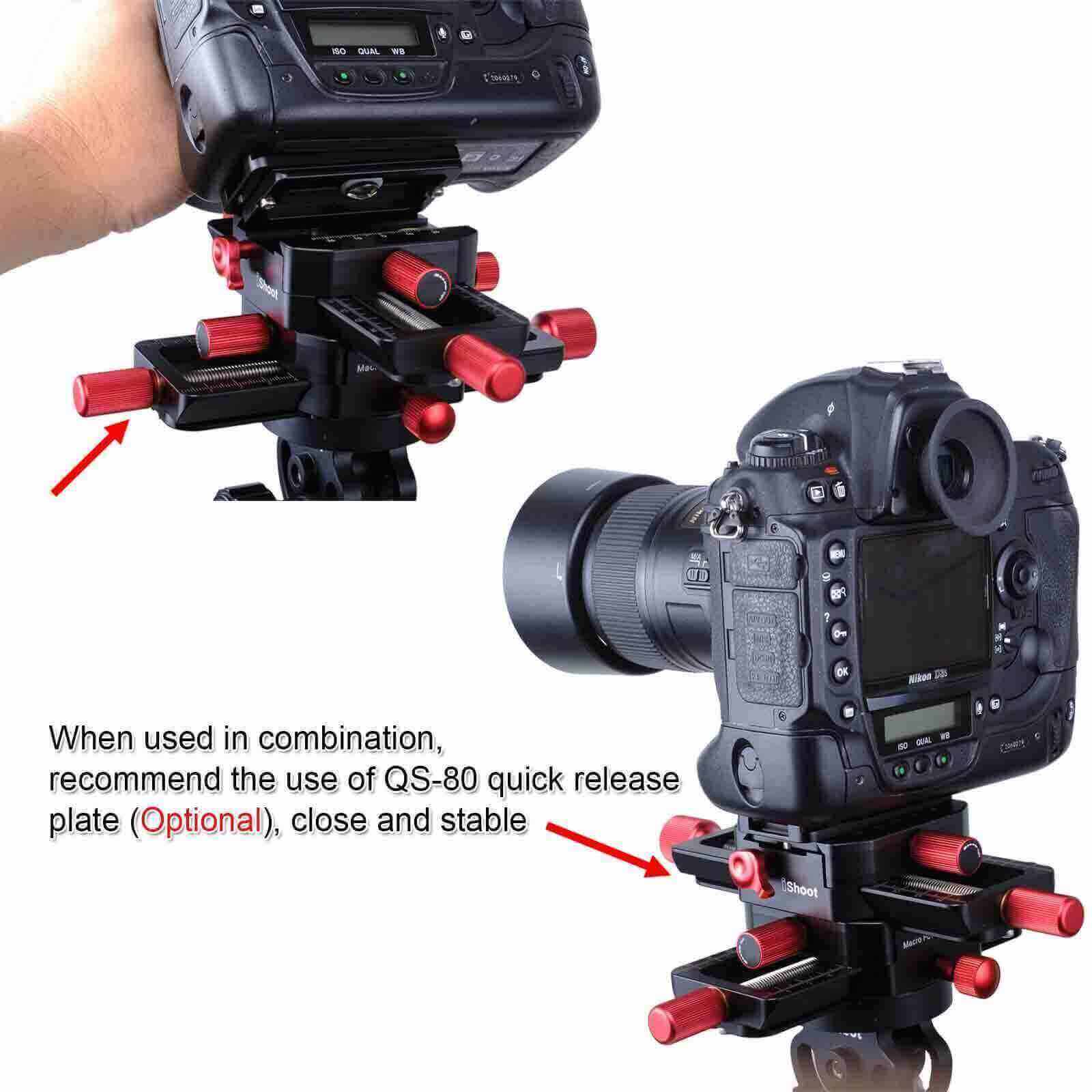 Yifant Macro Focusing Rail Slider Close-up Shooting Tripod Head Quick Release Plate Holder