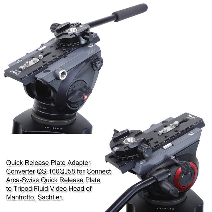 Adapter Connect ArcaSwiss Quick Release Plate to Manfrotto Fluid Head