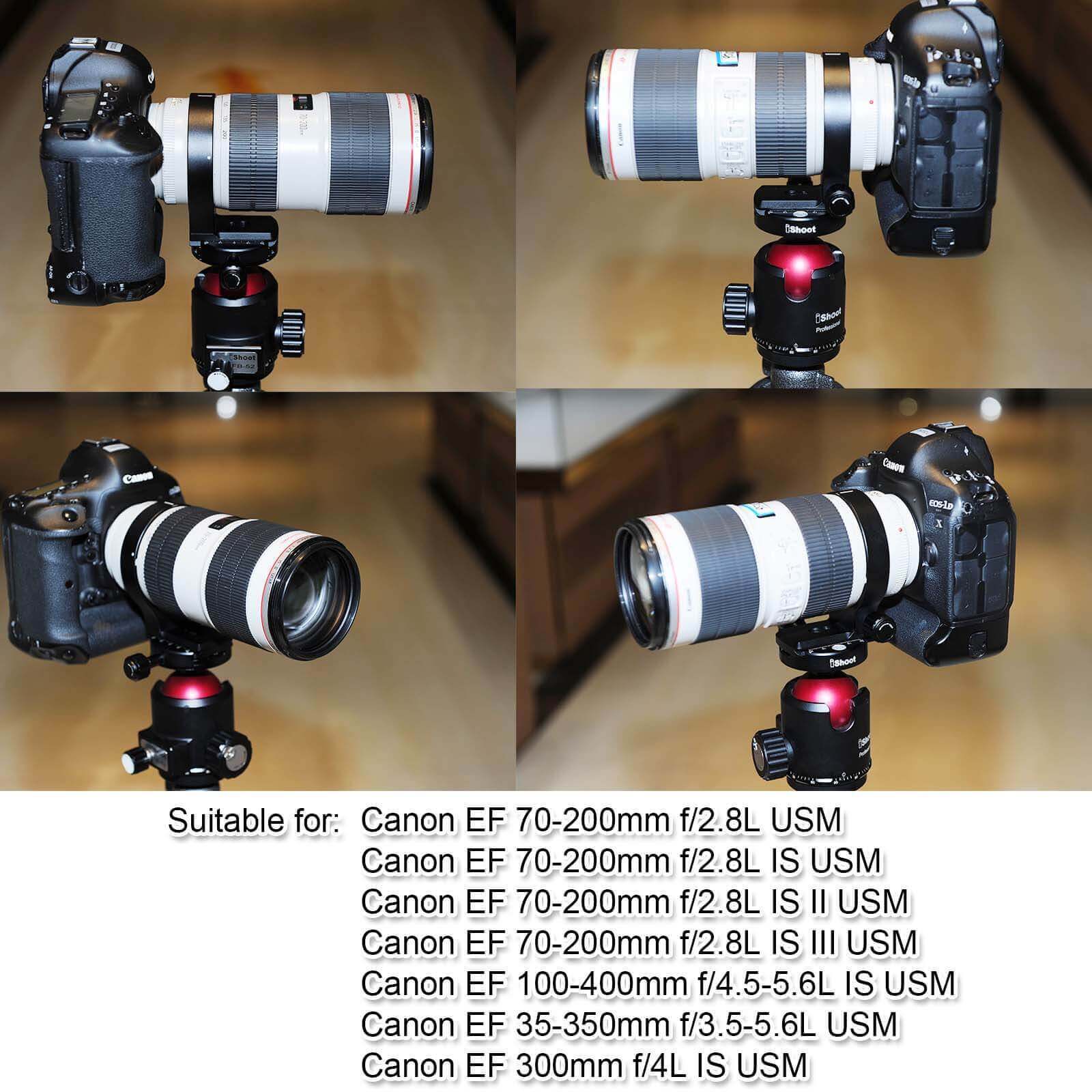 Tripod Mount Ring iShoot 78mm Lens Collar Support for Canon EF 70-200mm f//2.8L is//II//III USM Built-in Arca-Swiss Type Quick Release Plate 100-400mm f//4.5-5.6L is USM and 300mm f//4L is USM Lens
