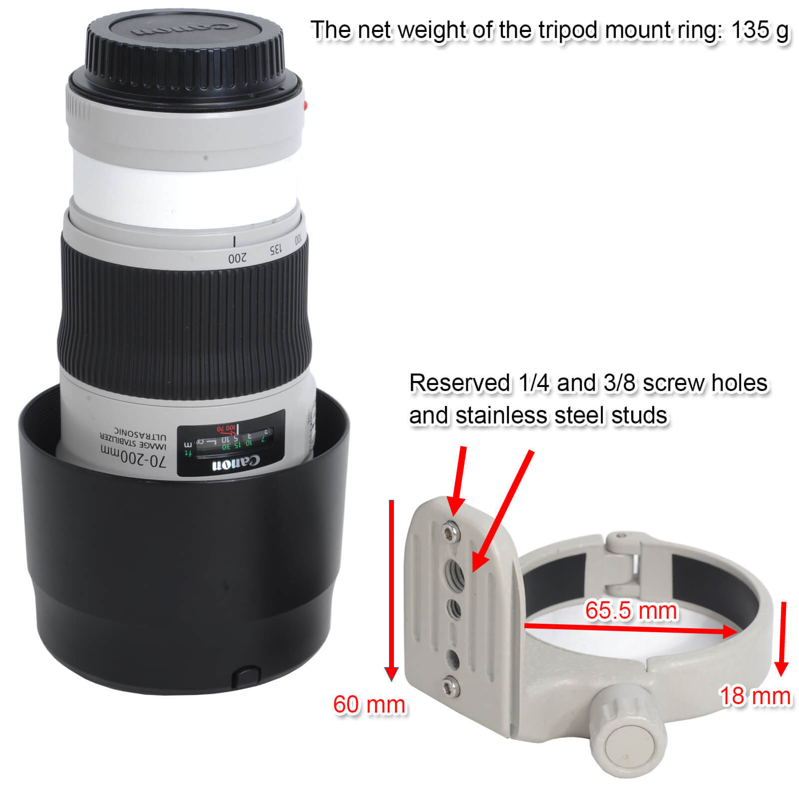 Lens Collar for Canon EF 70-200mm f/4L IS USM & 400mm f/5.6 L USM