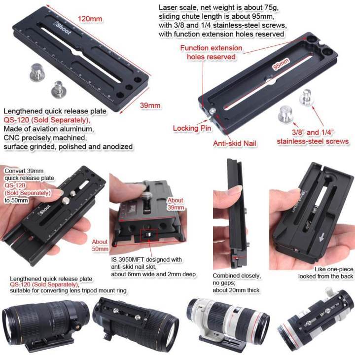 Adattatore A Morsetto IShoot Per Piastre Arca-Swiss 39mm – Compatibile Con Manfrotto E Gitzo