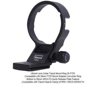 iShoot Tripod Mount Ring Lens Collar for Nikon FTZII Mount Adapter Bayonet Converter Ring