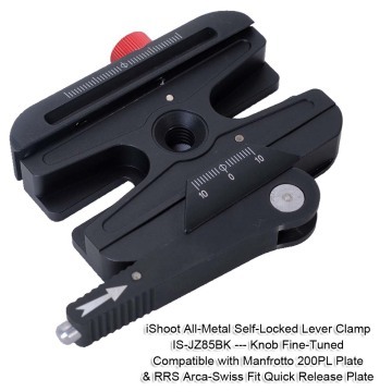 iShoot Quick Self-Locked Lever Clamp Compatible with Manfrotto 200PL Arca-Swiss Fit Camera Quick Release Plate Tripod Ball Head