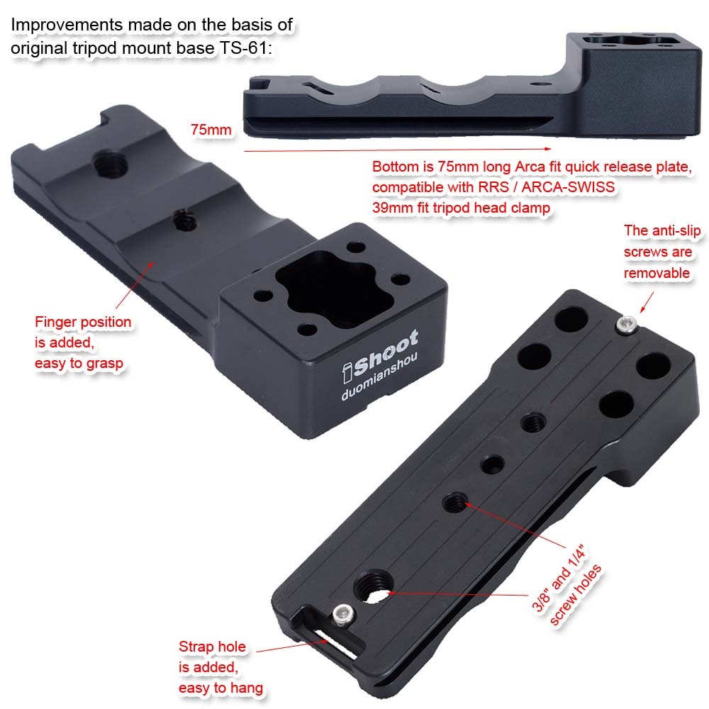 iShoot Anello di montaggio per treppiede Collare per obiettivo compatibile con Sony LA-EA5 Adattatore convertitore, Porta Staffa di Supporto per Lenti è Arca-Swiss Fit Piastra a Sgancio Rapido