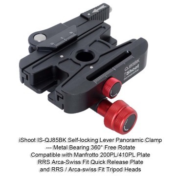 iShoot 360°Rotate Lever Clamp for Manfrotto 200PL/410PL Arca-Swiss Fit Quick Release Plate RRS ARCA Manfrotto GITZO Tripod Head